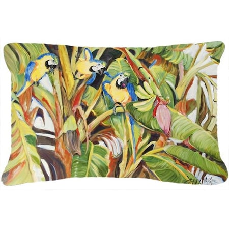 Carolines Treasures Carolines Treasures JMK1010PW1216 Three Blue Parrots Canvas Fabric Decorative Pillow JMK1010PW1216